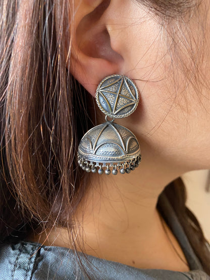 Silver Oxidised, Eesha Jhumkas