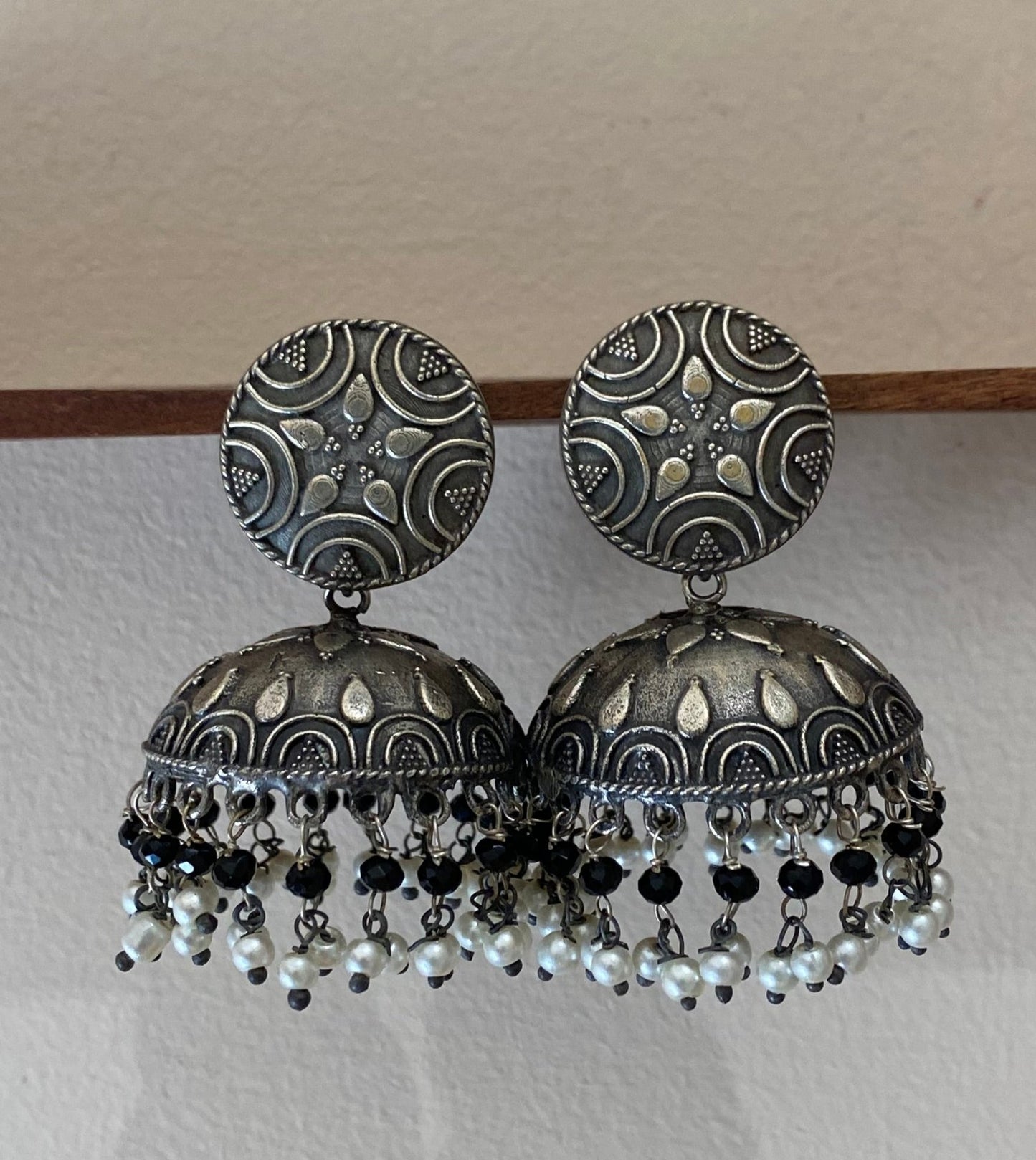 Silver Oxidised, Aabha Jhumkas