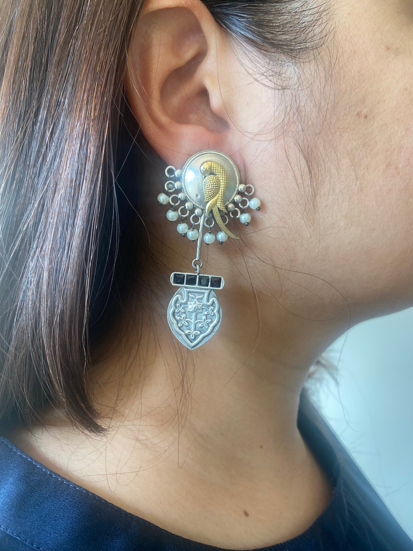 Silver Oxidised Bhavani Earrings