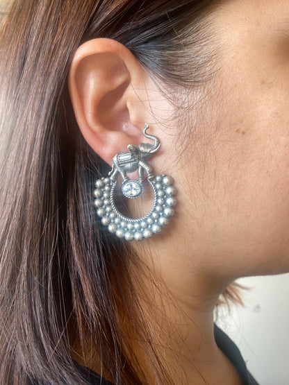 Silver Oxidised Anika Earrings