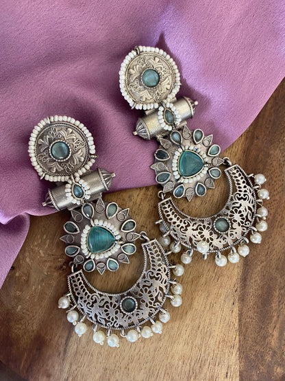 Silver Oxidised Amba Earrings